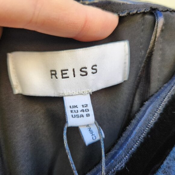 Reiss Julianna Puff Sleeve Velvet Off-Shoulder Jumpsuit - Picture 12 of 12